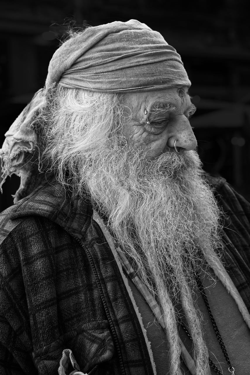 man,  portrait,  beard,  black and white