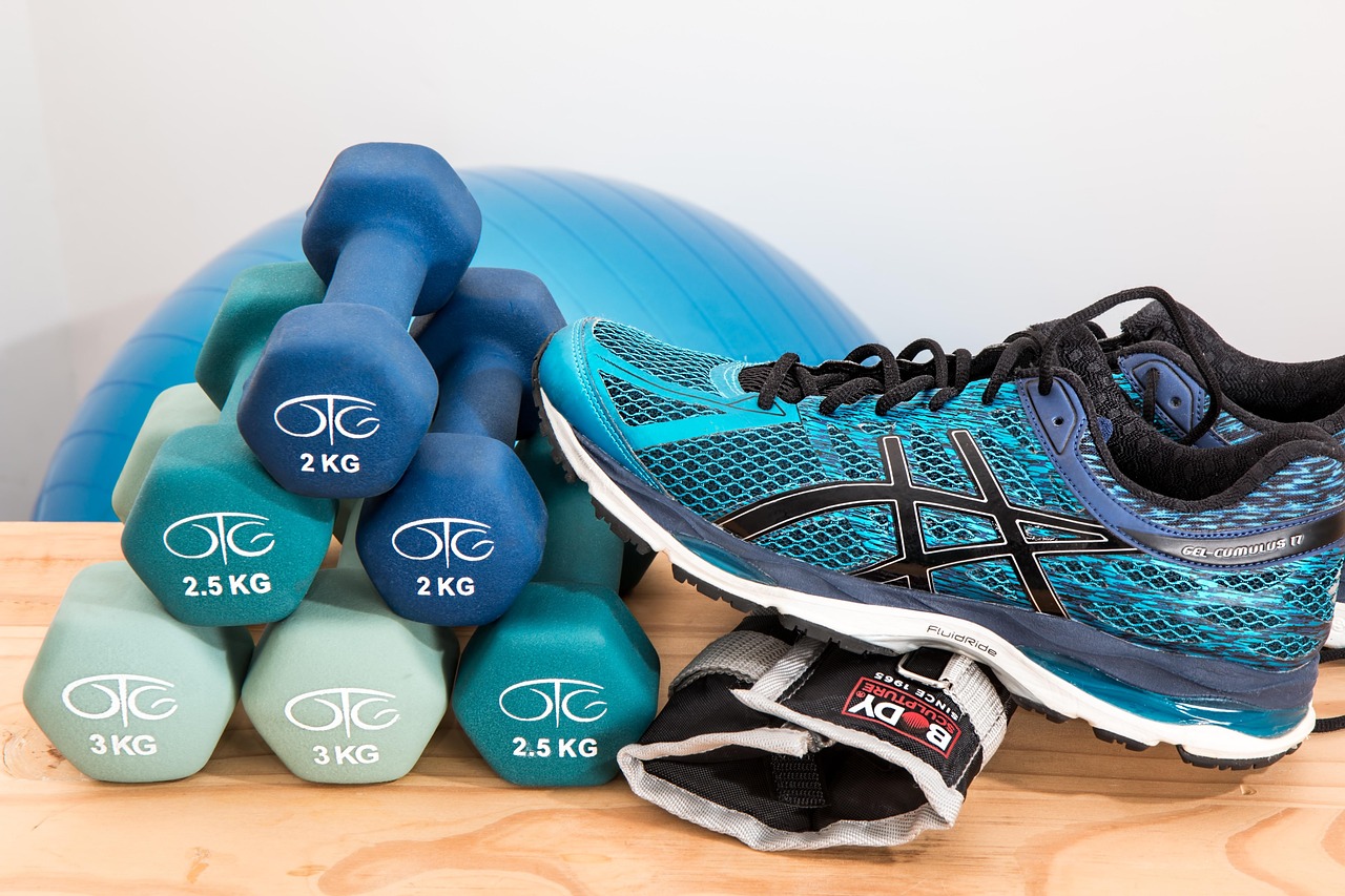 dumbbells,  shoes,  sneakers,  rubber shoes,  fitness
