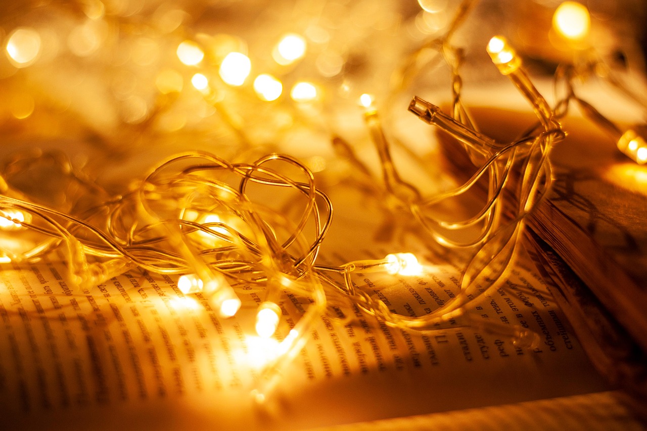 fairy lights,  book,  cozy,  fairy lights,  fairy lights